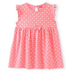 Babyhug Single Jersey Knit Sleeveless Frocks With Floral & Polka Dots Print Pack of 2 - Pink & Navy Blue