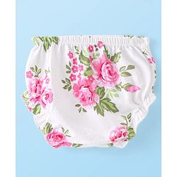 Babyhug Preemie Cotton Knit Full Sleeves Frock with Floral Print & Bloomer - White