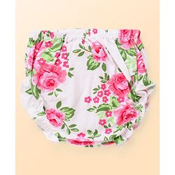 Babyhug Preemie Cotton Knit Full Sleeves Frock with Floral Print & Bloomer - White