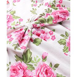 Babyhug Preemie Cotton Knit Full Sleeves Frock with Floral Print & Bloomer - White