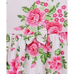 Babyhug Preemie Cotton Knit Full Sleeves Frock with Floral Print & Bloomer - White