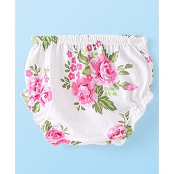 Babyhug Preemie Cotton Knit Full Sleeves Frock with Floral Print & Bloomer - White