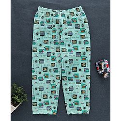 Babyhug Half Sleeves Night Suit Vehicle Print - Light Green