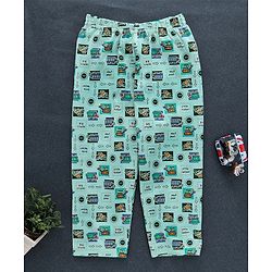 Babyhug Half Sleeves Night Suit Vehicle Print - Light Green