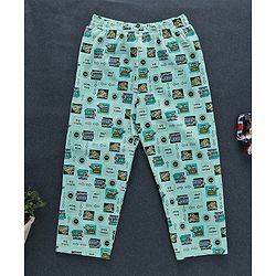 Babyhug Half Sleeves Night Suit Vehicle Print - Light Green