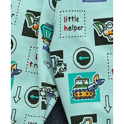 Babyhug Half Sleeves Night Suit Vehicle Print - Light Green