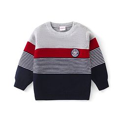 Babyhug Knitted Full Sleeves Sweater Set with Stripes Design - Multicolour