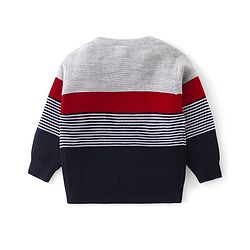 Babyhug Knitted Full Sleeves Sweater Set with Stripes Design - Multicolour