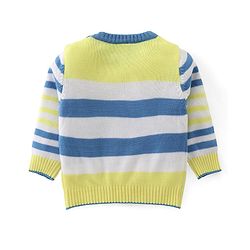 Babyhug Knitted Full Sleeves Sweater Set with Stripes & Patch Work Detailing - Multicolour