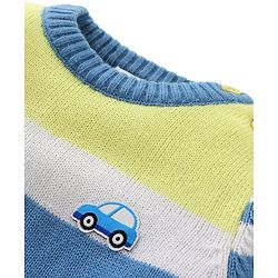 Babyhug Knitted Full Sleeves Sweater Set with Stripes & Patch Work Detailing - Multicolour