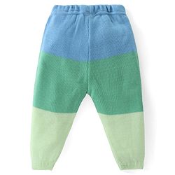 Babyhug Knit Full Sleeves Sweater Set with Colour Block Design & Moo Patch Detailing - Green