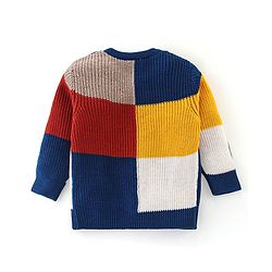 Babyhug Knitted Full Sleeves Sweater Set with Colour Block Design - Multicolour