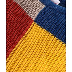 Babyhug Knitted Full Sleeves Sweater Set with Colour Block Design - Multicolour