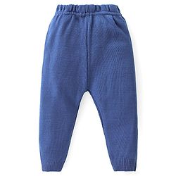 Babyhug Knit Full Sleeves Sweater Set with Car Design - Orange & Blue