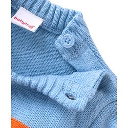Babyhug Knit Full Sleeves Sweater Set with Car Design - Orange & Blue