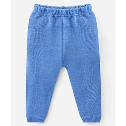 Babyhug Knit Full Sleeves Sweater Set with Wave Pattern Design - Light Blue