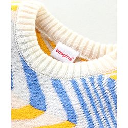 Babyhug Knit Full Sleeves Sweater Set with Wave Pattern Design - Light Blue