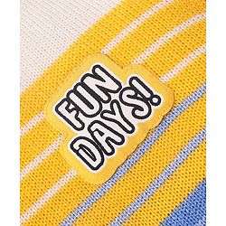 Babyhug Knitted Full Sleeved Pullover Striped  Sweater Set - Yellow  Blue & White