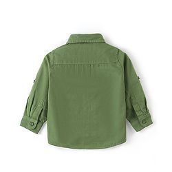 Babyhug Full Sleeve Regular Collar Full Sleeves Hooded Shirt- Green