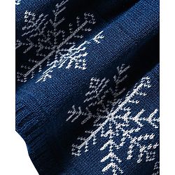 Babyhug Knitted Full Sleeves Woollen Dress with Intarsia Design & Bow Applique - Navy Blue