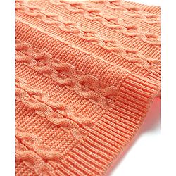 Babyhug Full Sleeves Cable Knit Woollen Dress - Orange