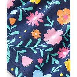 Babyhug Single Jersey Knit Frill Sleeves Floral Print Frock with Legging - Navy Blue