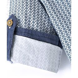 Babyhug Cotton Woven Full sleeves Mandarin Collar Shirt with Kurta Print - White & Blue