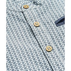 Babyhug Cotton Woven Full sleeves Mandarin Collar Shirt with Kurta Print - White & Blue