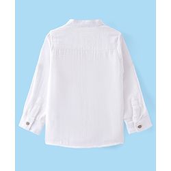 Babyhug Cotton Woven Full Sleeves Mandarin Collar Solid Shirt - White