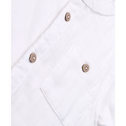 Babyhug Cotton Woven Full Sleeves Mandarin Collar Solid Shirt - White