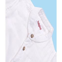 Babyhug Cotton Woven Full Sleeves Mandarin Collar Solid Shirt - White