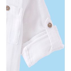 Babyhug Cotton Woven Full Sleeves Mandarin Collar Solid Shirt - White