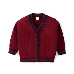 Babyhug Knitted Full Sleeves Front Open Sweater With Cable Knit Design - Red