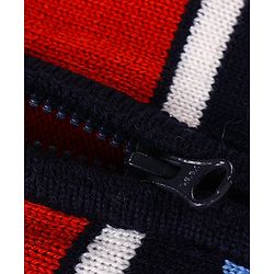 Babyhug Knitted Full Sleeves Striped Hooded Front Open Sweater- Multicolor