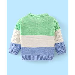 Babyhug Knitted Full Sleeves Pullovers Sweater With Colour Block & Cable Knit Design - Multicolour