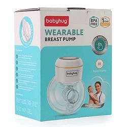 Babyhug Hands-Free Smart Wearable Electric Breast Pump  White| 4 Modes & 12 Levels| Quiet & Discreet| Rechargeable Battery| LED Display| Type C Charging| Anti Overflow| Personalized Pumping