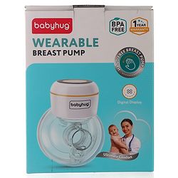 Babyhug Hands-Free Smart Wearable Electric Breast Pump  White| 4 Modes & 12 Levels| Quiet & Discreet| Rechargeable Battery| LED Display| Type C Charging| Anti Overflow| Personalized Pumping