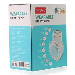 Babyhug Hands-Free Smart Wearable Electric Breast Pump  White| 4 Modes & 12 Levels| Quiet & Discreet| Rechargeable Battery| LED Display| Type C Charging| Anti Overflow| Personalized Pumping