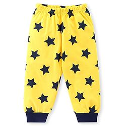 Babyhug Cotton Knit Half Sleeves Night Suit with Animal & Star Print - Navy & Yellow