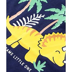 Babyhug Cotton Knit Half Sleeves Night Suit with Animal & Star Print - Navy & Yellow