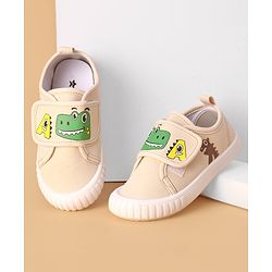 Cute Walk by Babyhug Casual Shoes with Velcro Closure & Dino Print - Beige