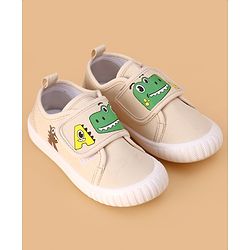 Cute Walk by Babyhug Casual Shoes with Velcro Closure & Dino Print - Beige