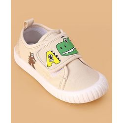 Cute Walk by Babyhug Casual Shoes with Velcro Closure & Dino Print - Beige