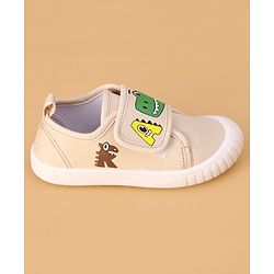Cute Walk by Babyhug Casual Shoes with Velcro Closure & Dino Print - Beige