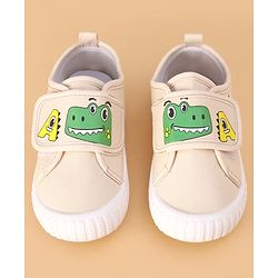Cute Walk by Babyhug Casual Shoes with Velcro Closure & Dino Print - Beige