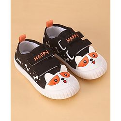 Cute Walk by Babyhug Casual Shoes with Velcro Closure & Bear Print - Black
