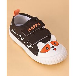 Cute Walk by Babyhug Casual Shoes with Velcro Closure & Bear Print - Black