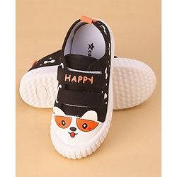 Cute Walk by Babyhug Casual Shoes with Velcro Closure & Bear Print - Black