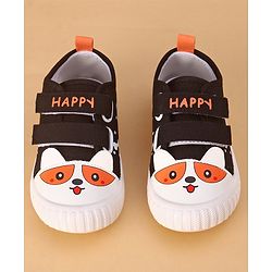 Cute Walk by Babyhug Casual Shoes with Velcro Closure & Bear Print - Black