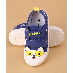 Cute Walk by Babyhug Casual Shoes with Velcro Closure & Bear Print - Blue